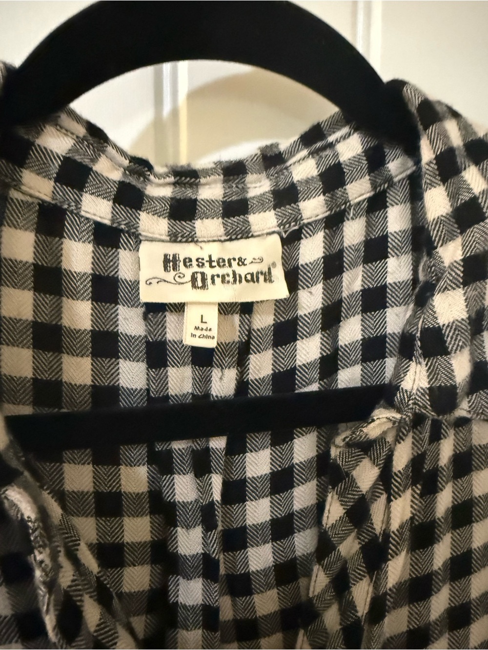 Black & White Gingham Button-Down Shirt - Casual Collared Top - Picture 3 of 3